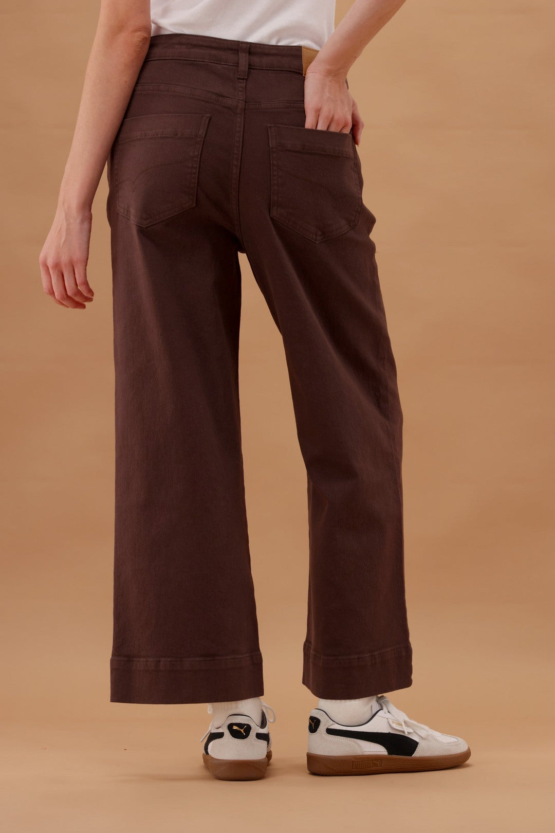 Label Owen Wide Leg Cropped Jeans Cocoa