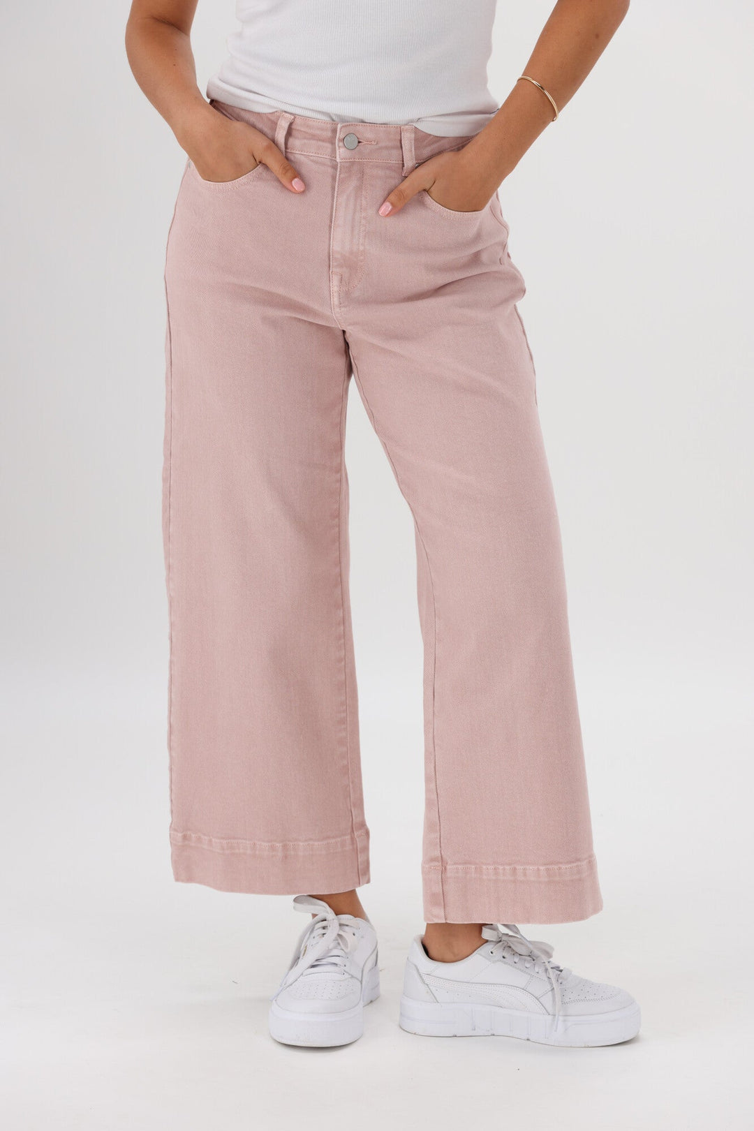 Label Owen Wide Leg Cropped Jean Soft Pink