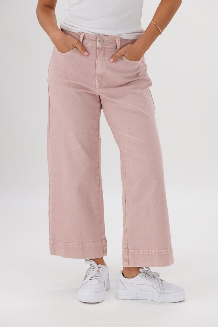 Label Owen Wide Leg Cropped Jean Soft Pink