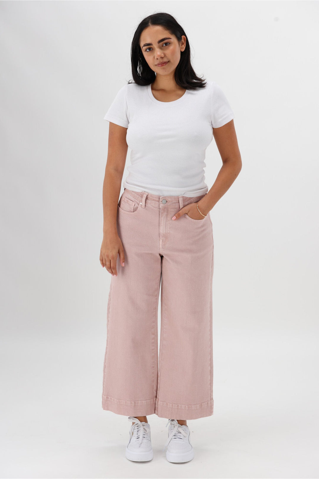 Label Owen Wide Leg Cropped Jean Soft Pink