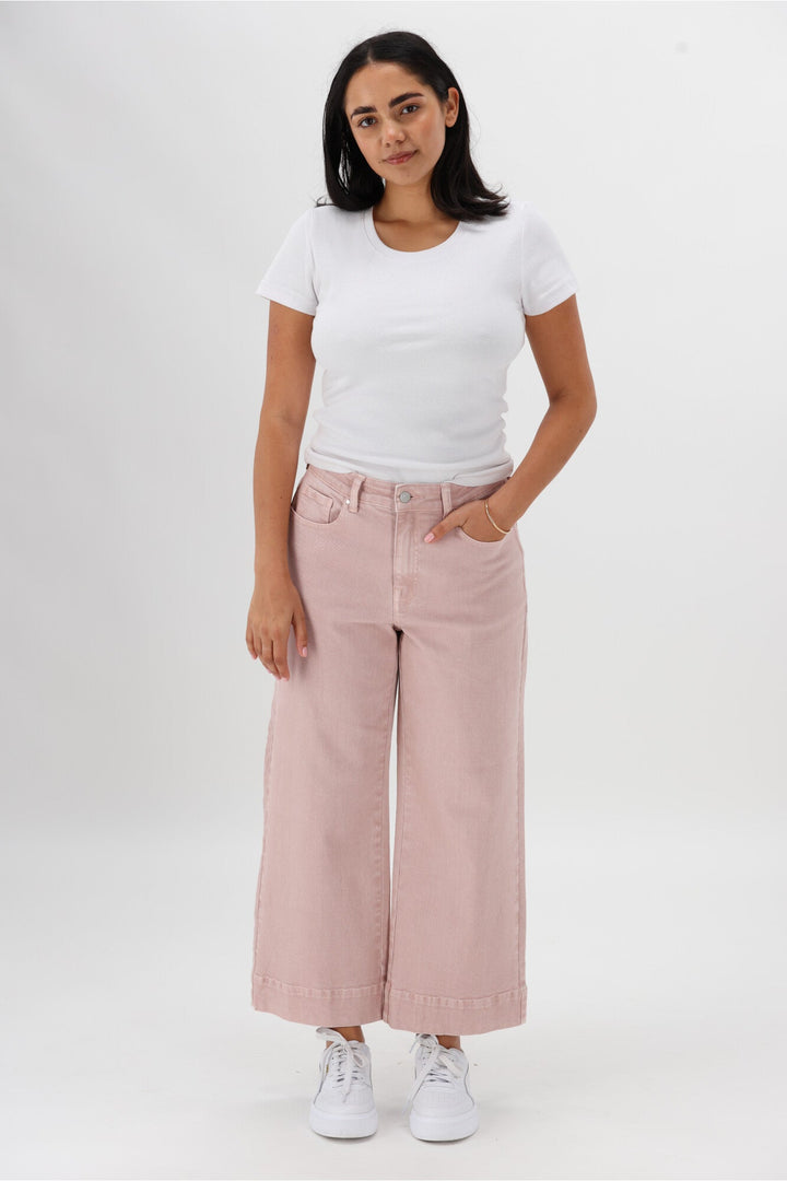 Label Owen Wide Leg Cropped Jean Soft Pink