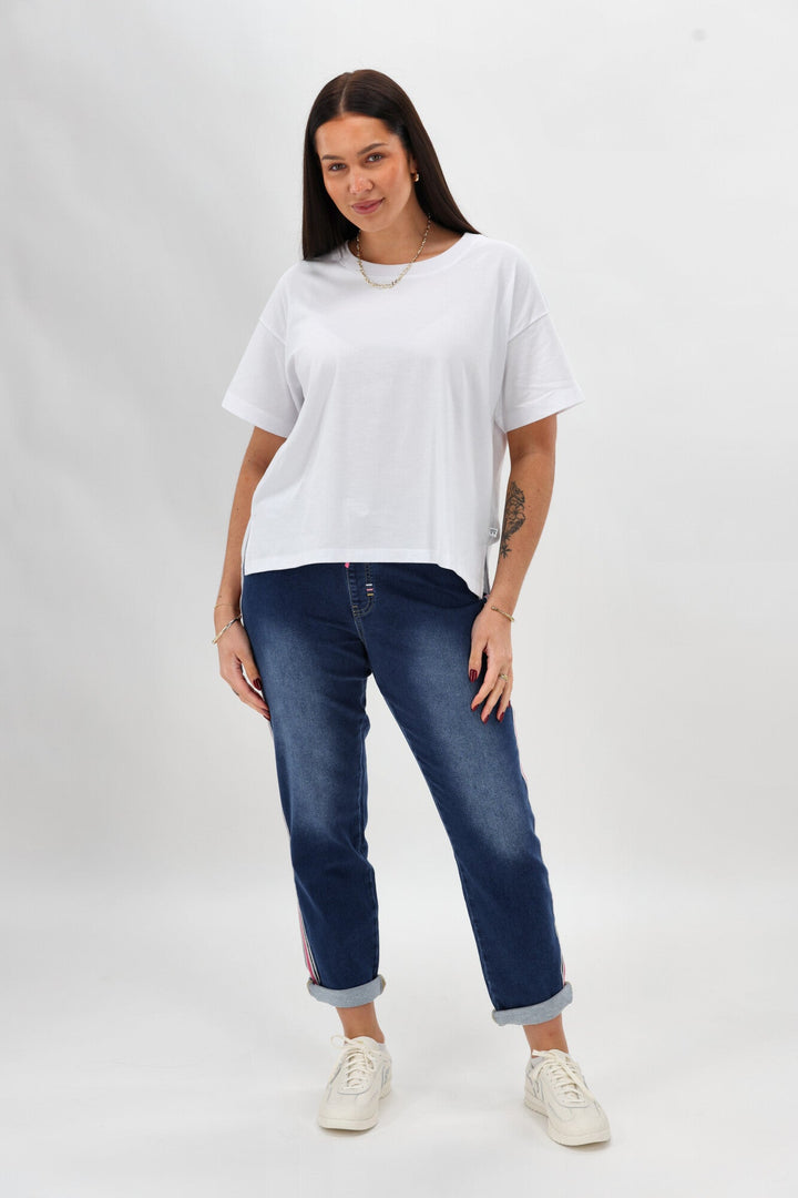 Label Raglan Collection Denim Jogger Mid Blue