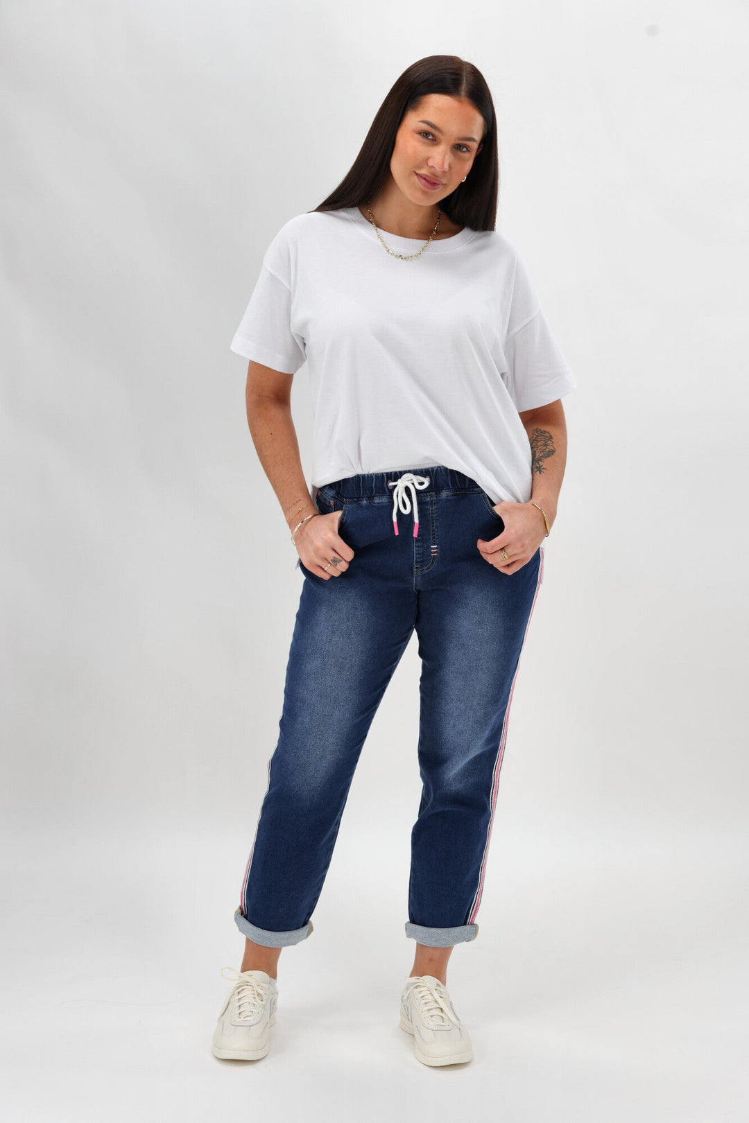 Label Raglan Collection Denim Jogger Mid Blue
