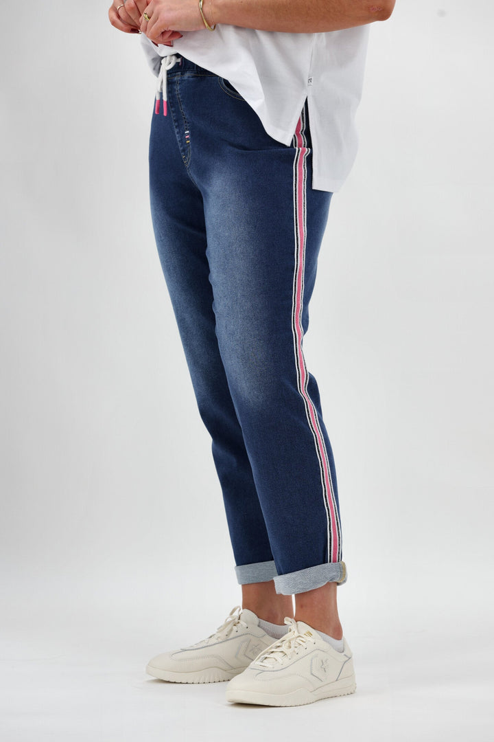 Label Raglan Collection Denim Jogger Mid Blue