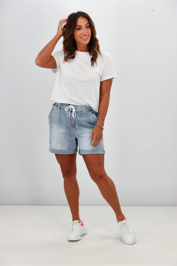 Label Raglan Collection Denim Shorts