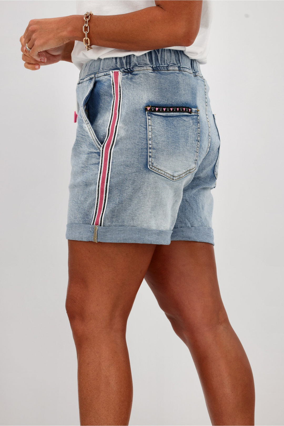 Label Raglan Collection Denim Shorts