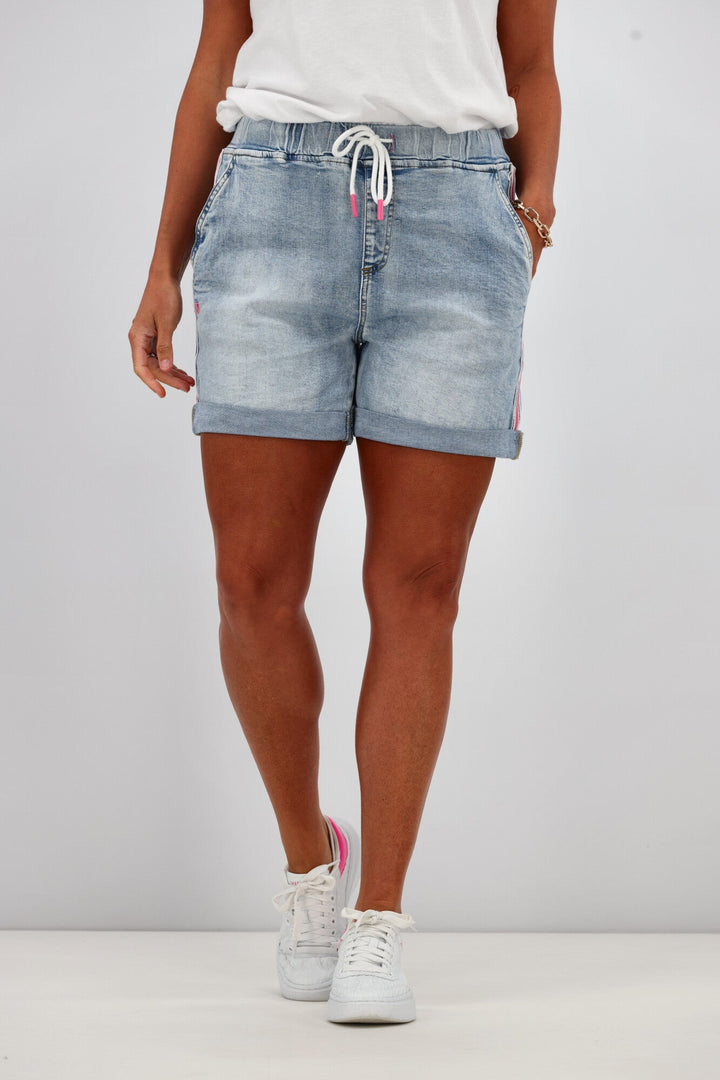 Label Raglan Collection Denim Shorts