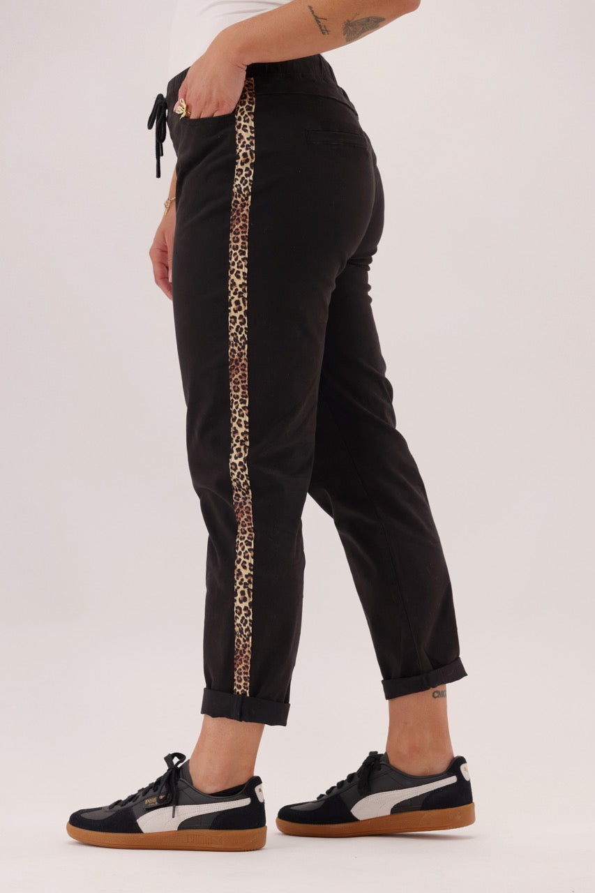 Label Raglan Jogger Black With Animal Side Strip