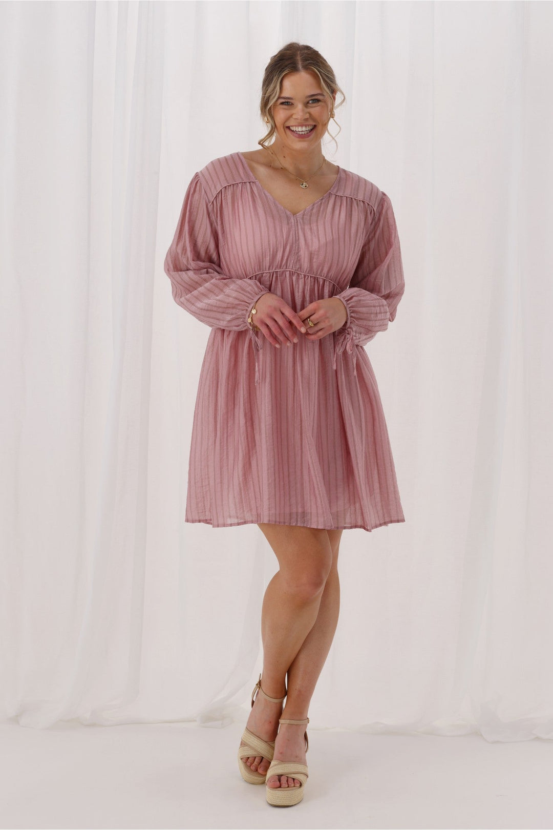 Shine On Label Ralph Dress Pink Chocolate Stripe