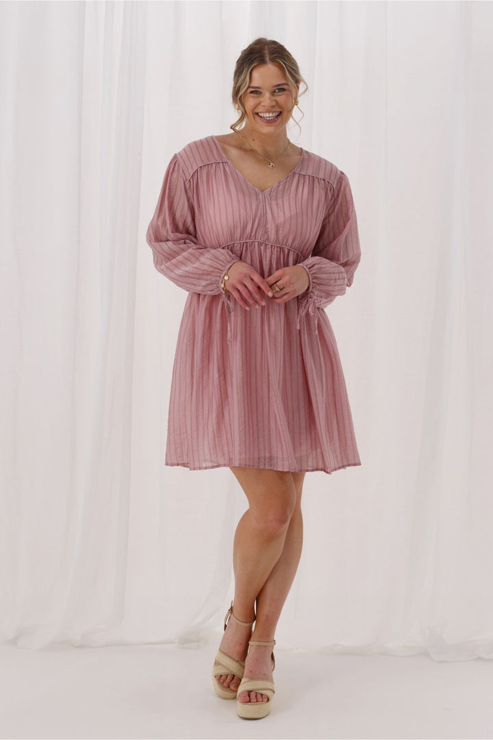 Shine On Label Ralph Dress Pink Chocolate Stripe
