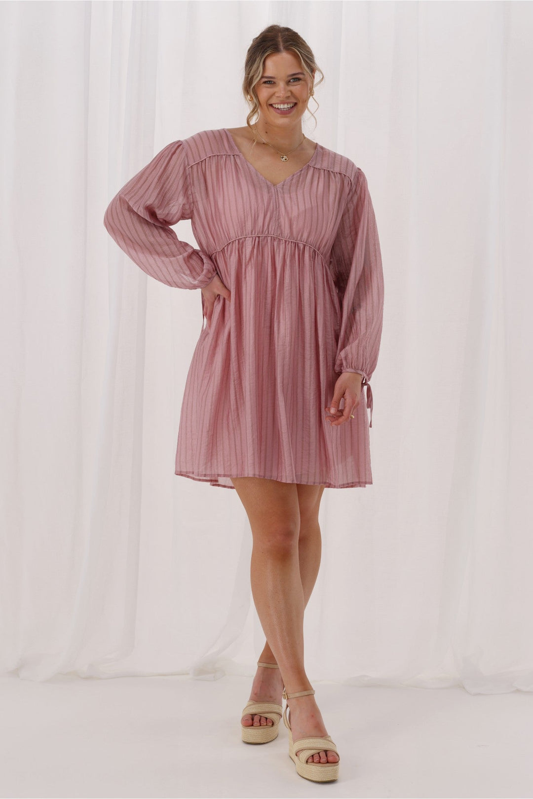 Shine On Label Ralph Dress Pink Chocolate Stripe