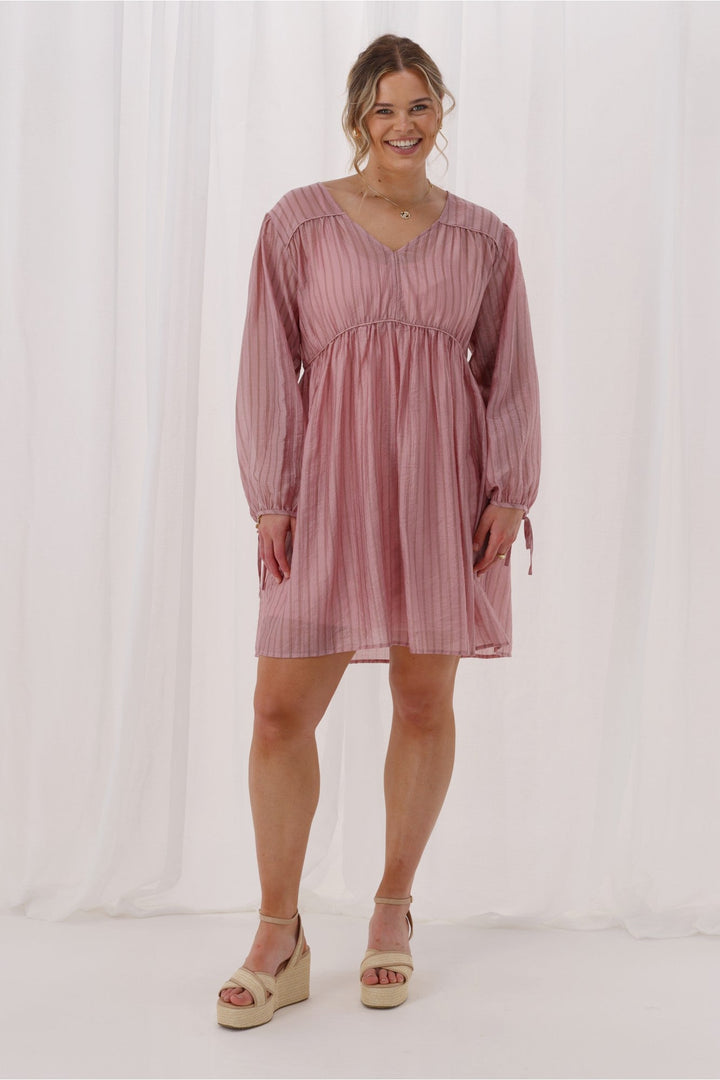 Shine On Label Ralph Dress Pink Chocolate Stripe