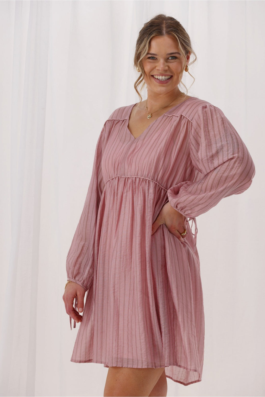 Shine On Label Ralph Dress Pink Chocolate Stripe