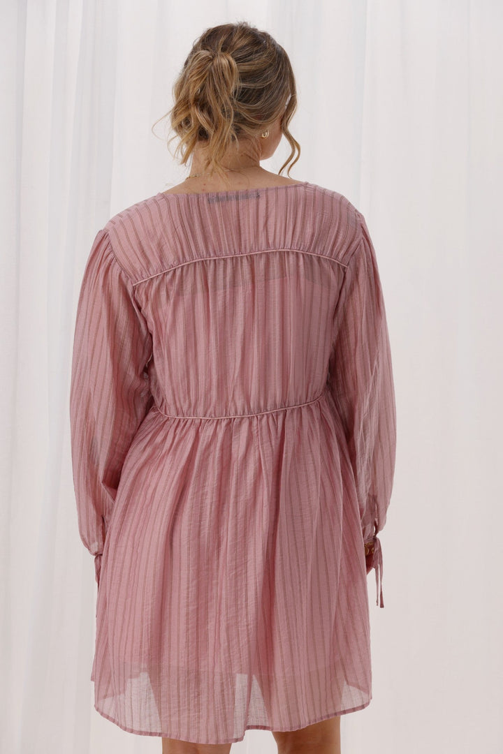 Shine On Label Ralph Dress Pink Chocolate Stripe