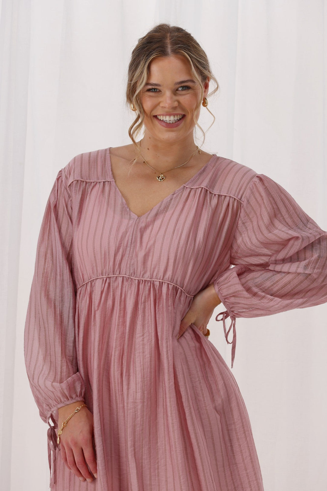 Shine On Label Ralph Dress Pink Chocolate Stripe
