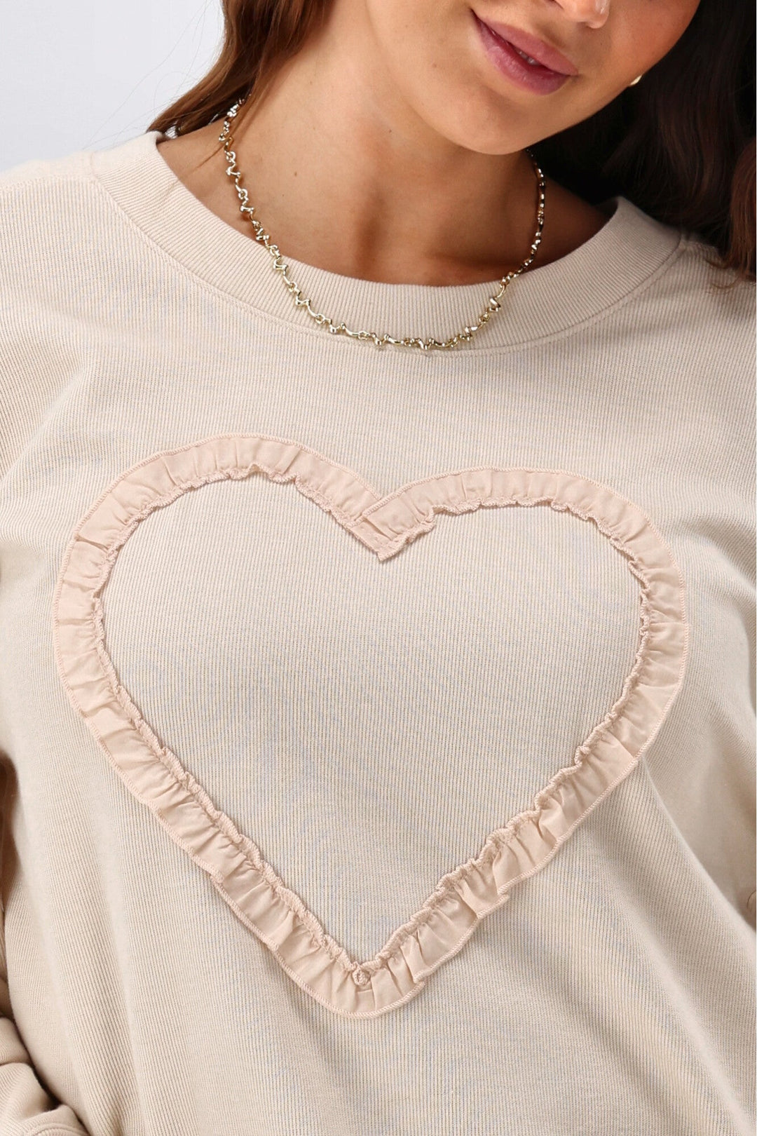 Label Riley Frill Heart Crew Oat