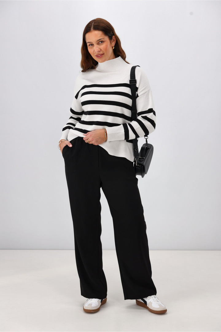 Label Roman Elastic Waist Pant Black