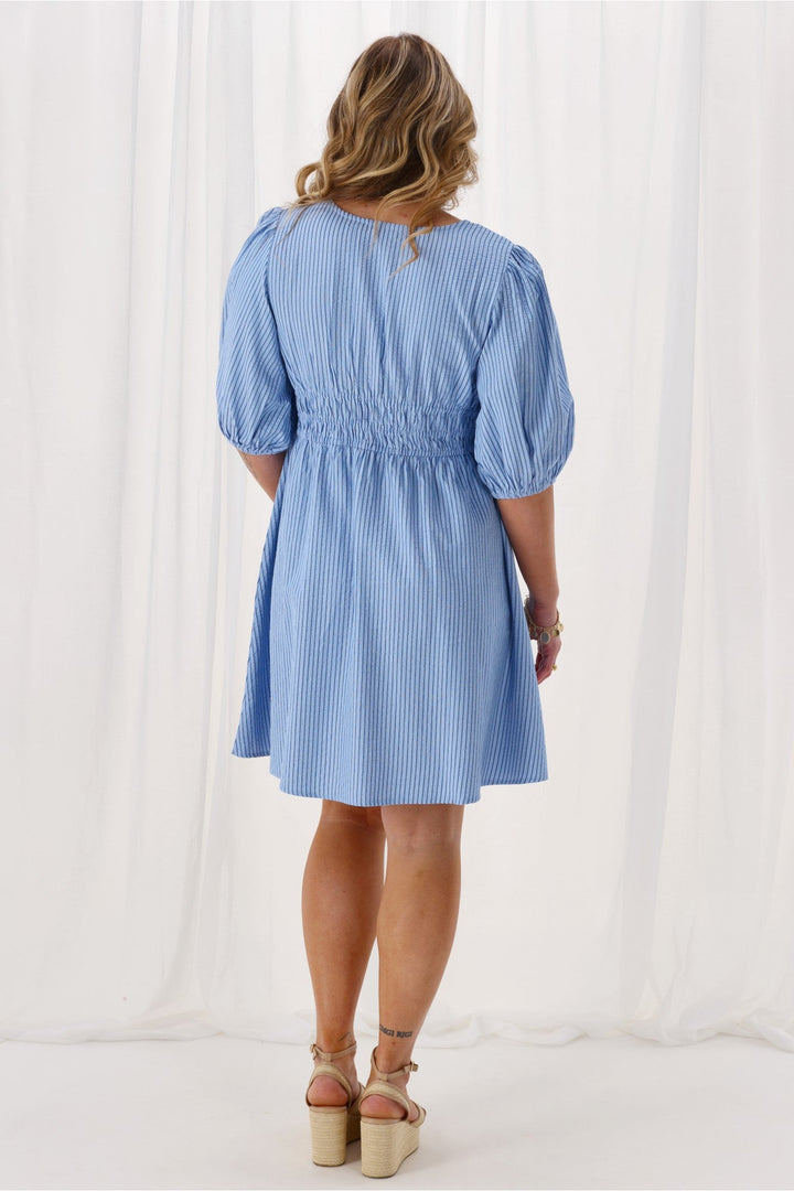 Label Sasha Mini Dress Blue Stripe