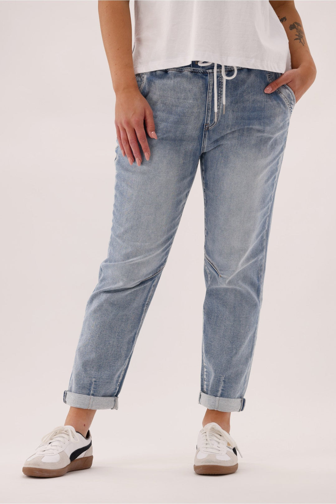 Label Shane Denim Jogger Washed Blue