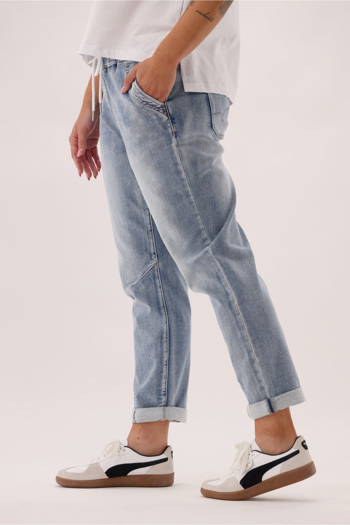 Label Shane Denim Jogger Washed Blue