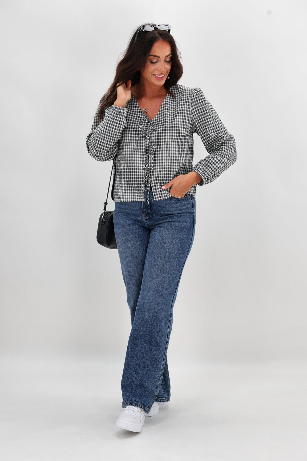 Label Sharin Top Black Gingham