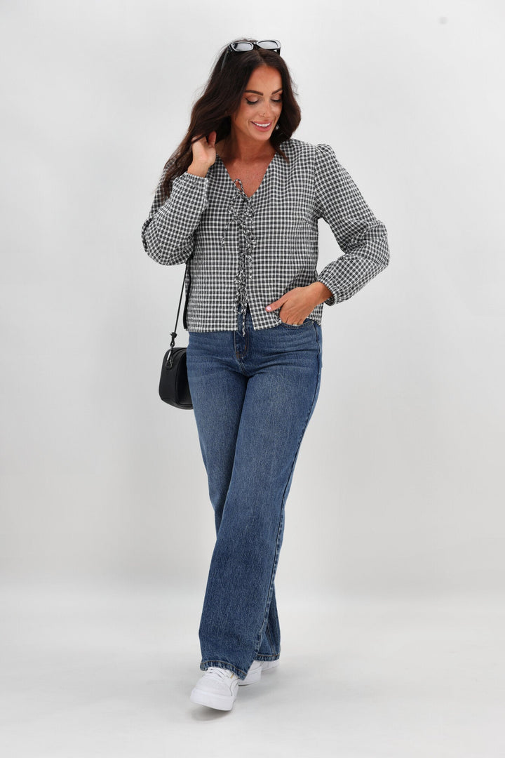 Label Sharin Top Black Gingham