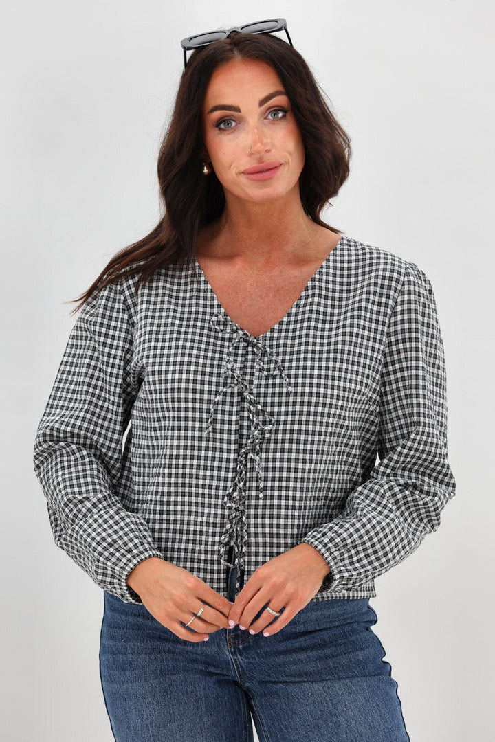 Label Sharin Top Black Gingham