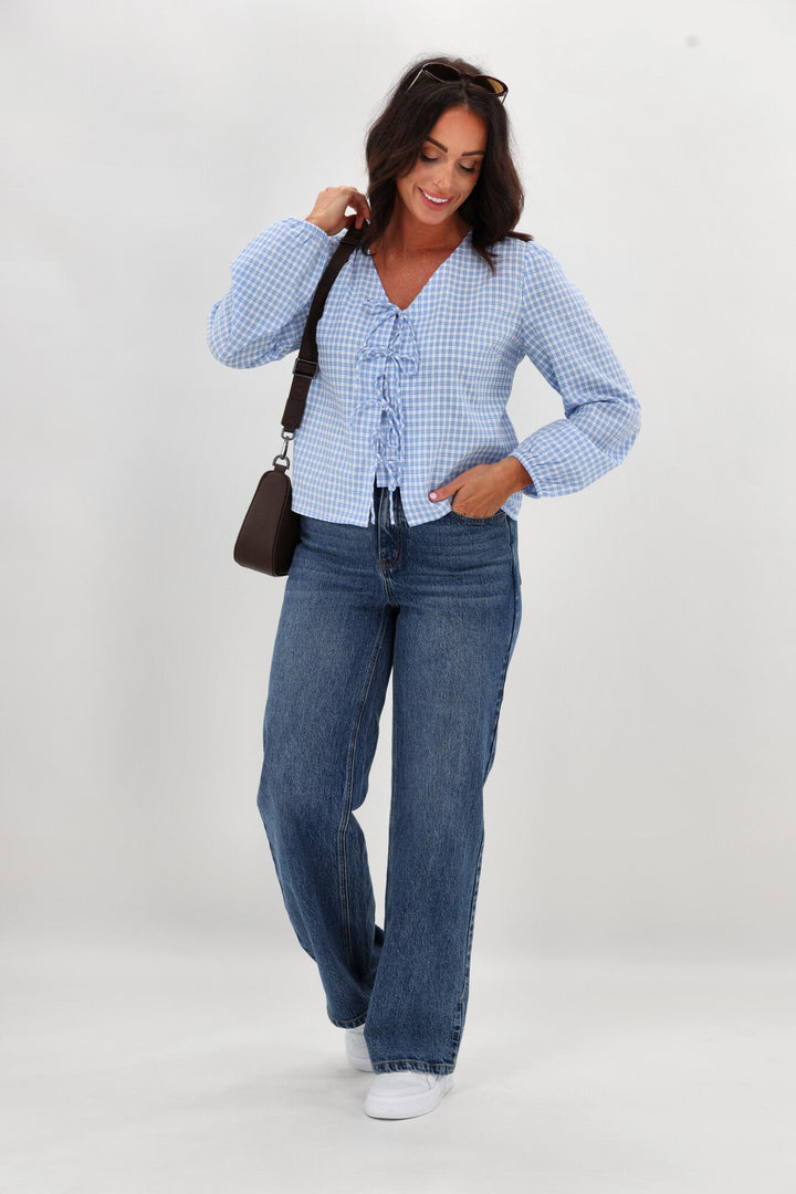Label Sharin Top Blue Gingham