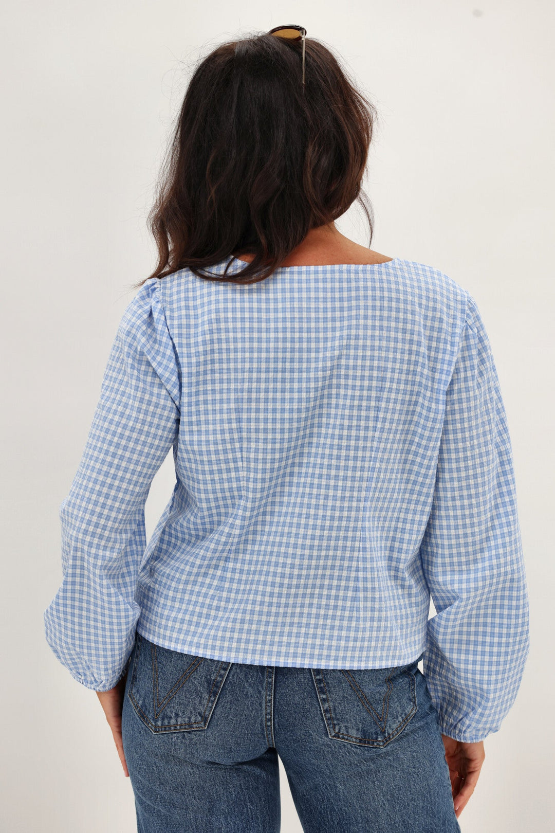 Label Sharin Top Blue Gingham