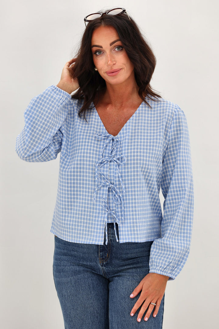 Label Sharin Top Blue Gingham