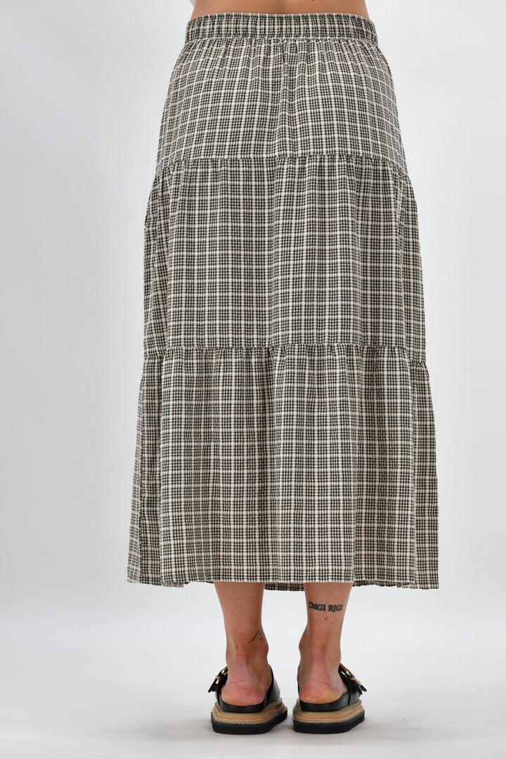Label Siemina Tiered Skirt Black Natural Check