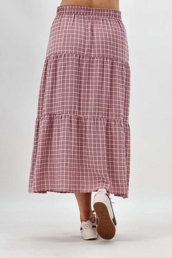 Label Siemina Tiered Skirt Pink Chocolate Check