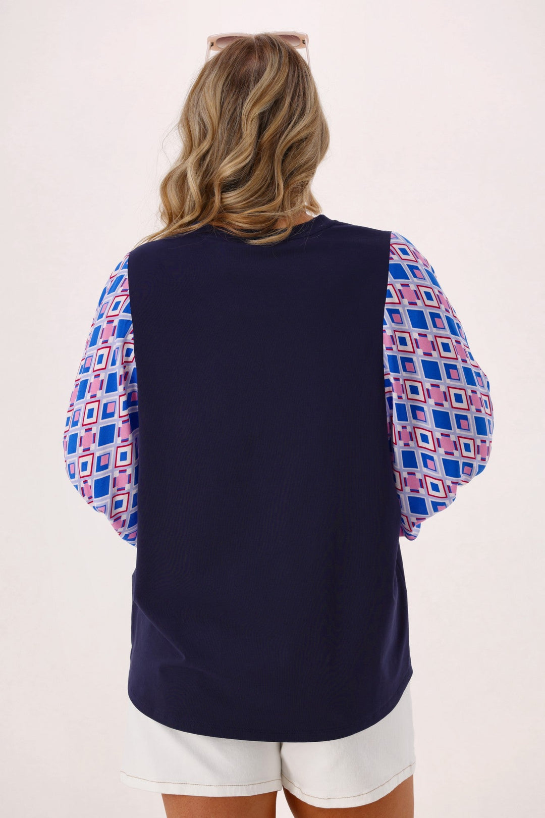 Label Sirocco Contrast Sleeve Top Navy