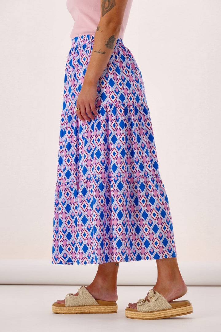 Label Sirocco Tiered Skirt Geo Print