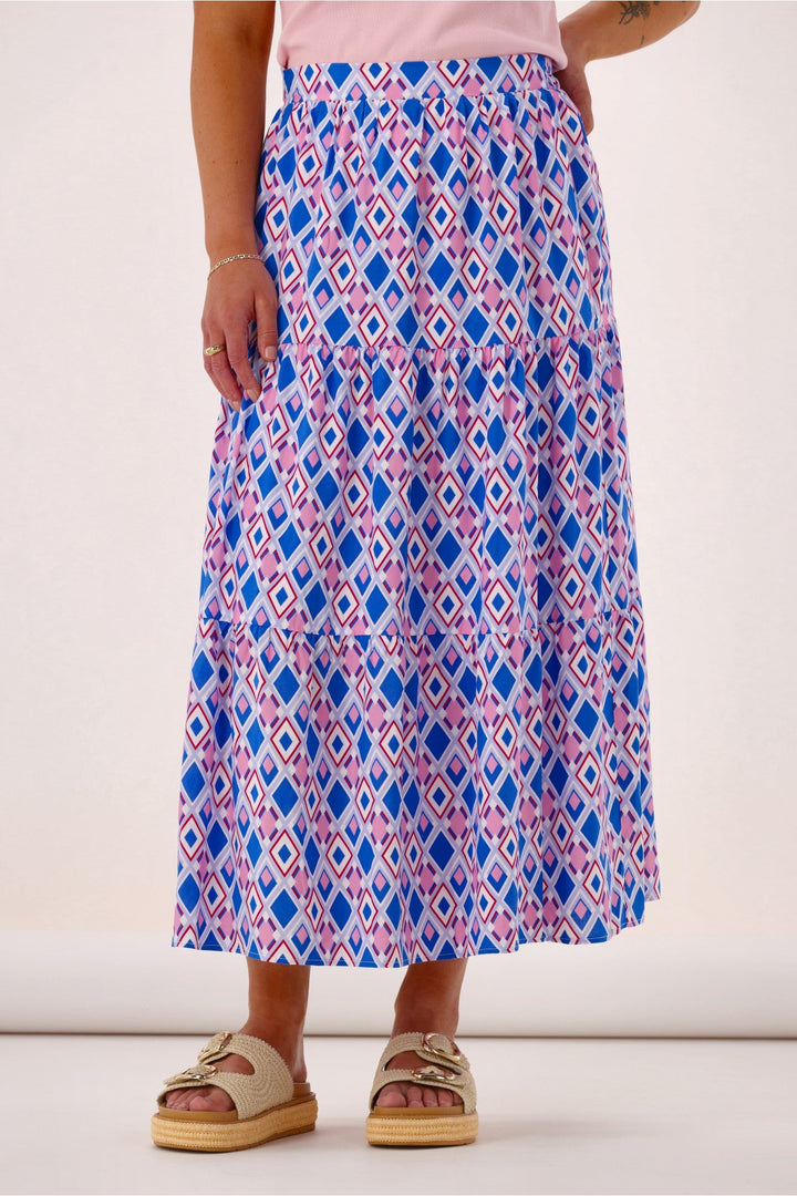 Label Sirocco Tiered Skirt Geo Print