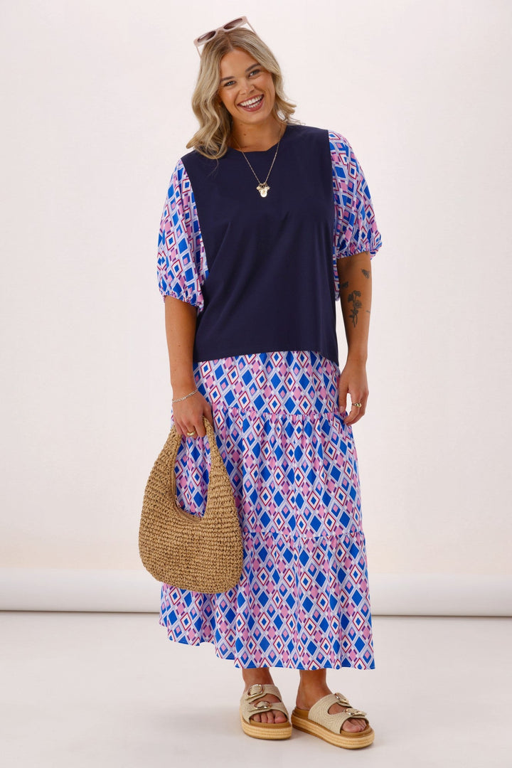 Label Sirocco Tiered Skirt Geo Print