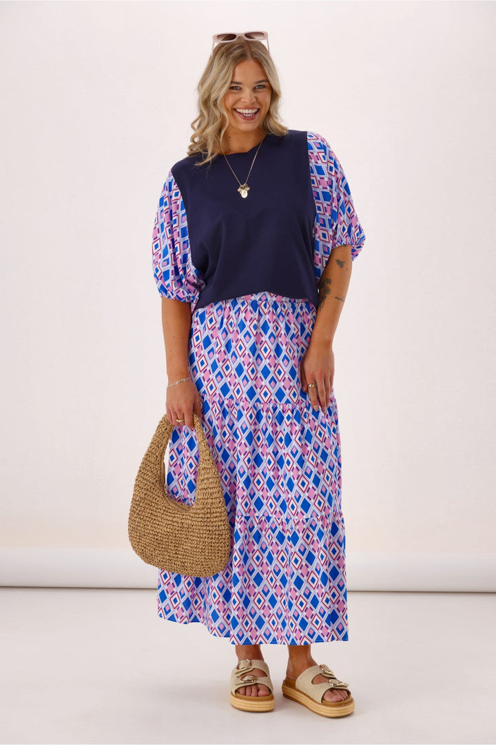 Label Sirocco Tiered Skirt Geo Print