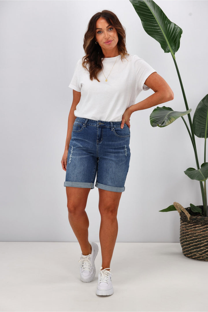 Label Boyfriend Shorts Indigo Blue