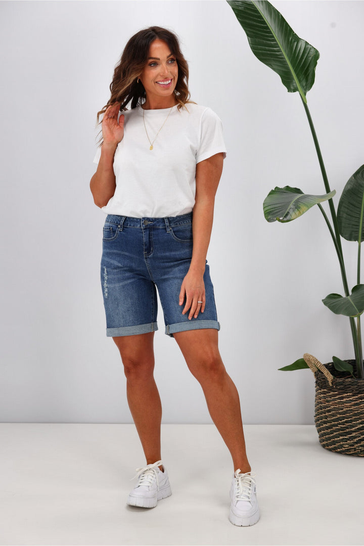 Label Boyfriend Shorts Indigo Blue