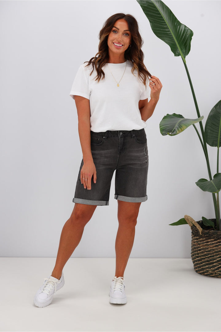 Label Boyfriend Shorts Washed Charcoal