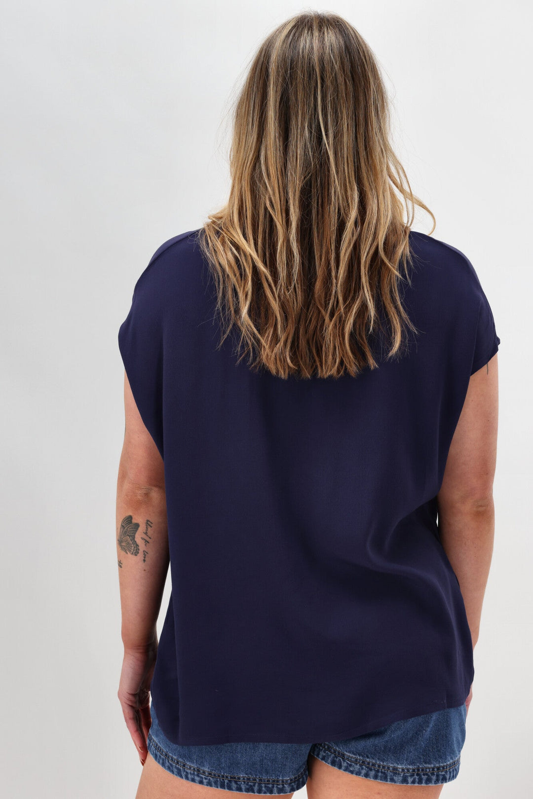 Label Summer Essential Drape V Neck Top Ink