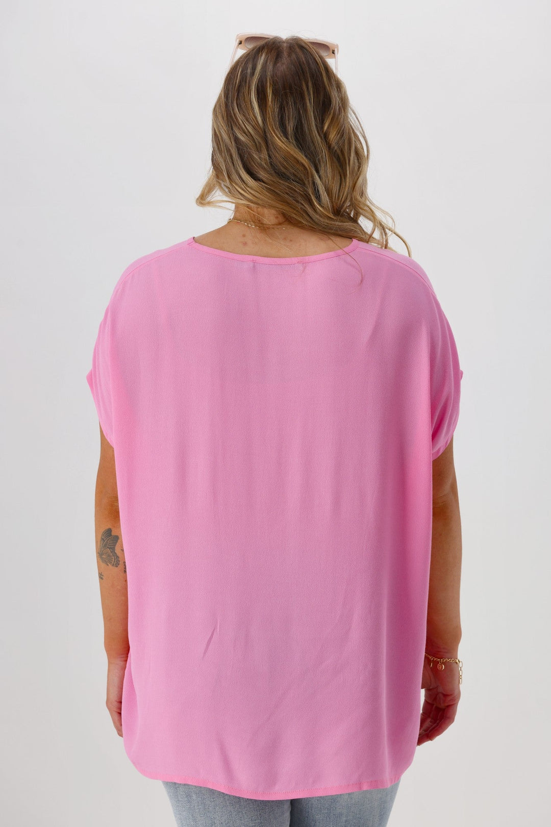Label Summer Essential Drape V Neck Top Pale Pink