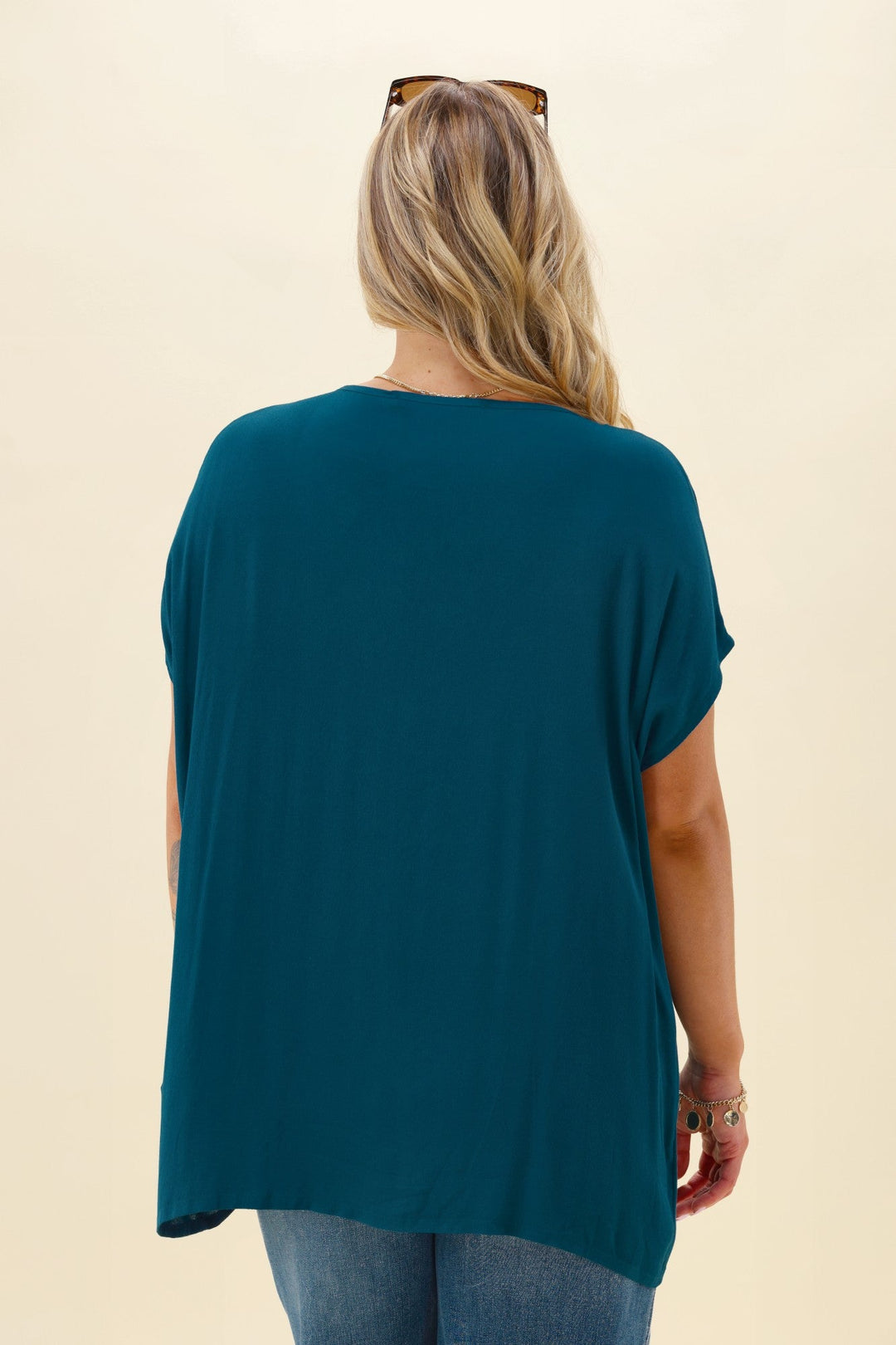 Label Summer Essential Drape V Neck Top Teal