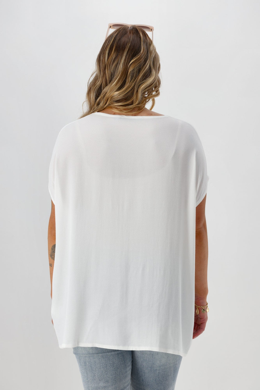 Label Summer Essential Drape V Neck Top White