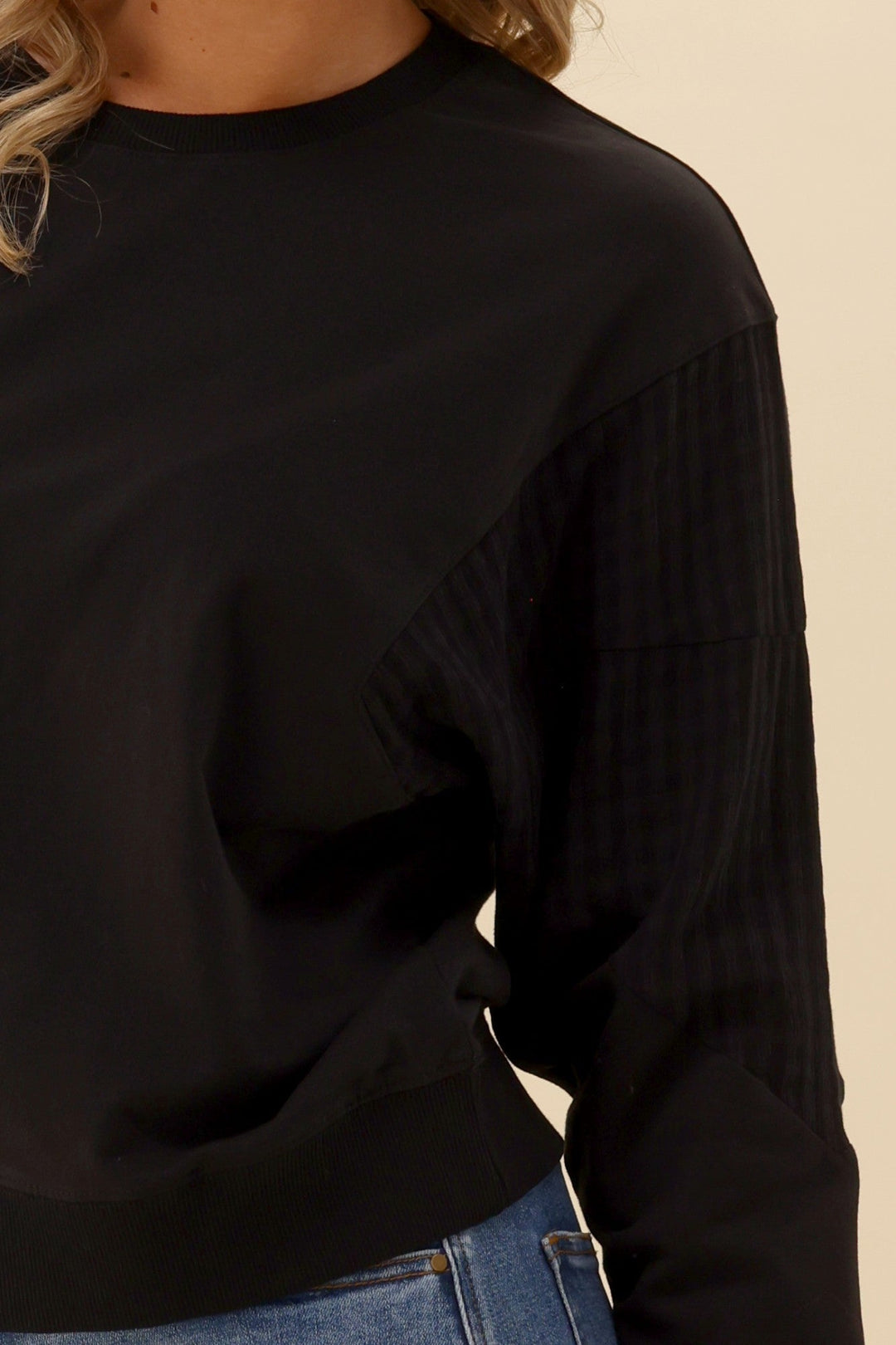 Label Summit Contrast Panel Crew Black