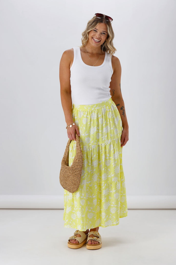 Label Sunflower Skirt Yellow White Floral