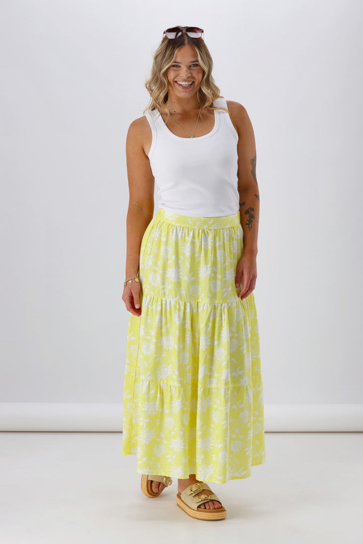 Label Sunflower Skirt Yellow White Floral