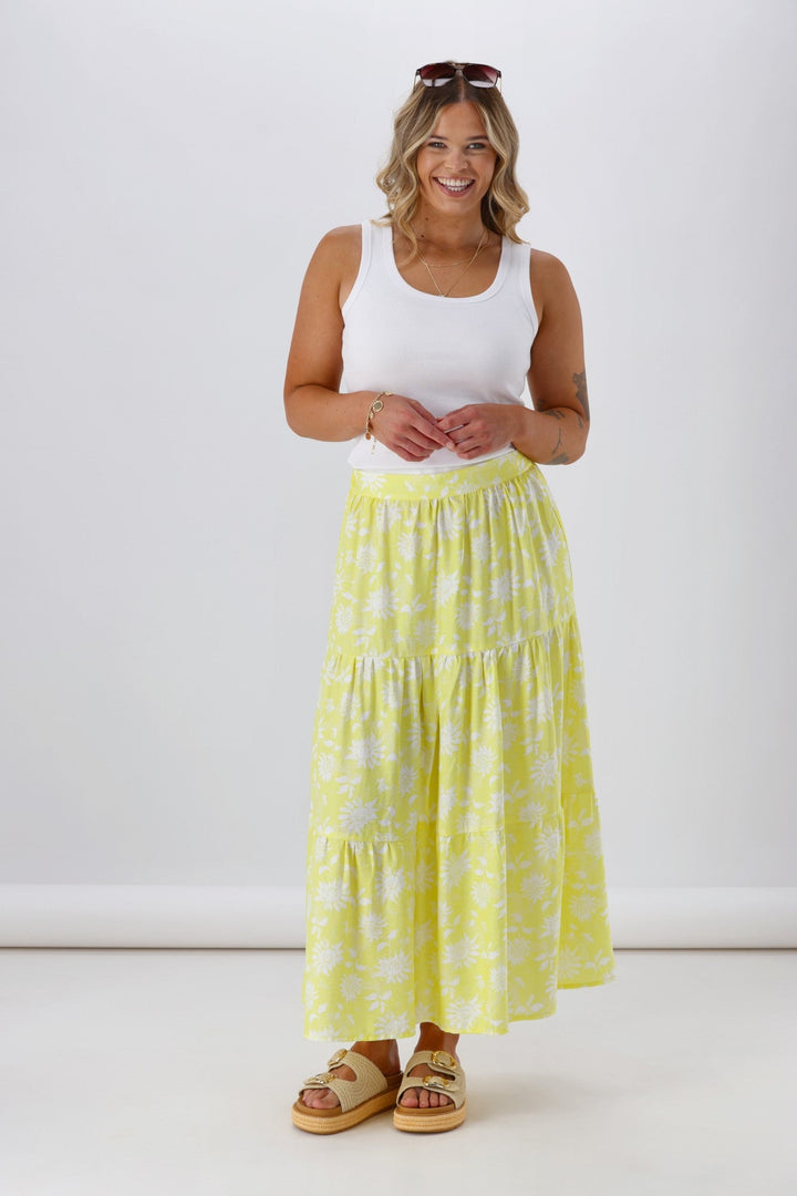 Label Sunflower Skirt Yellow White Floral