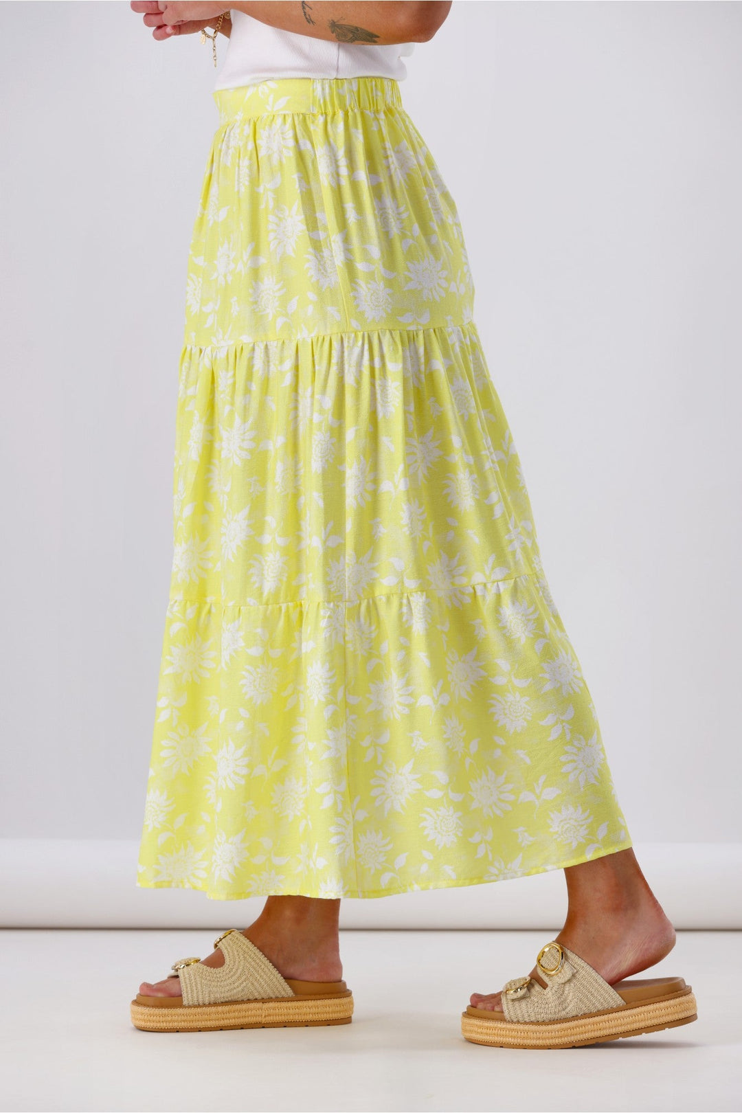 Label Sunflower Skirt Yellow White Floral