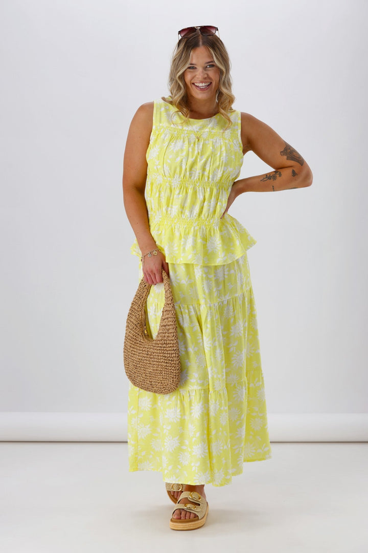 Label Sunflower Skirt Yellow White Floral